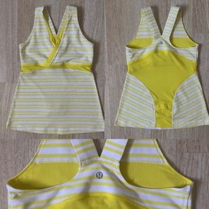 Lululemon yellow stripe workout tank top